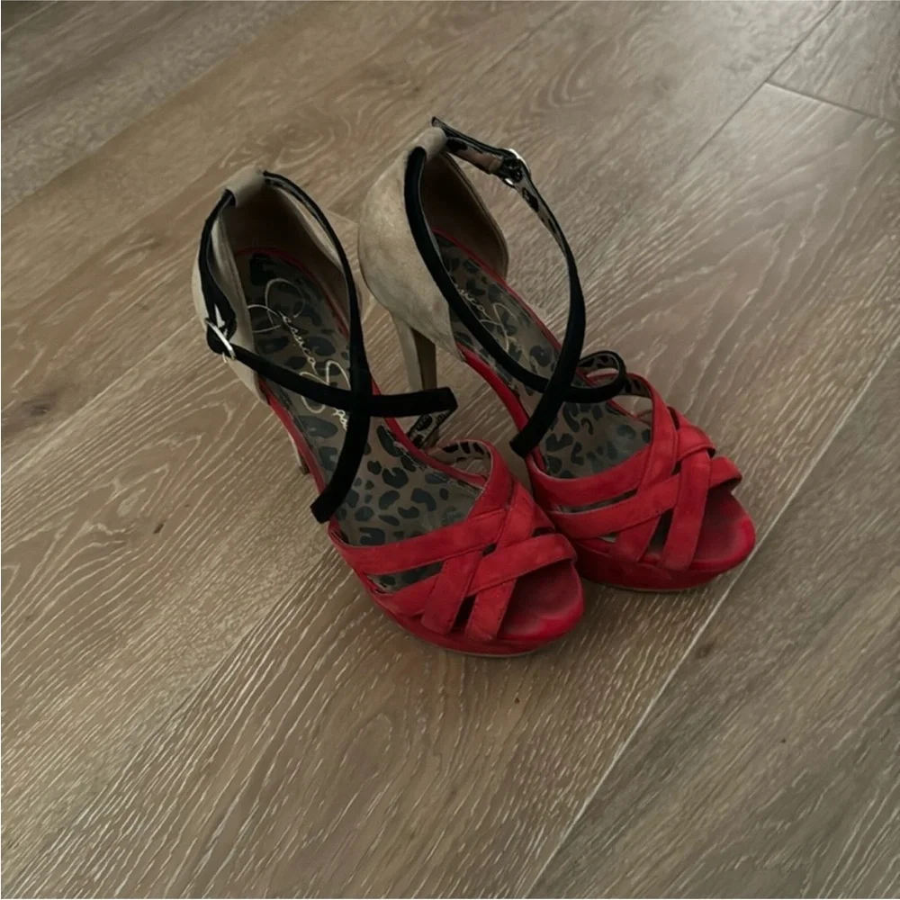 Jessica Simpson Red and Black Heels - Picture 3 of 5